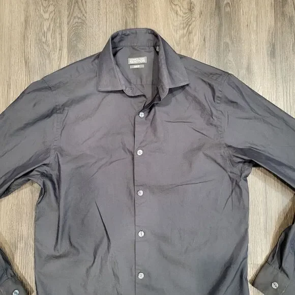 Kenneth Cole Reaction Slim Fit Button-Down Dress Shirt Charcoal Gray14 1/2 32-33 - Picture 4 of 4